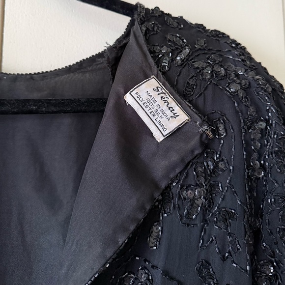 Gorgeous Vintage 70s Stenay Elegant Mini Dress w Beaded Embellishments 100% Silk - Picture 8 of 10